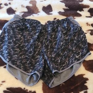 Nike Women's Black and Gray Patterned Athletic Shorts